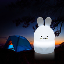Rabbit silica gel lamp bedside patted lamp seven color rabbit small night lamp built-in 1200 millian lamp remote control version