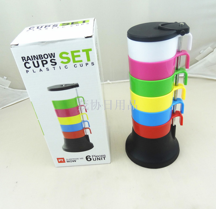 Coffee cup, creative seven-color fruit cup, stacked cute gift cup, coffee seven-layer stacked cup Specification image