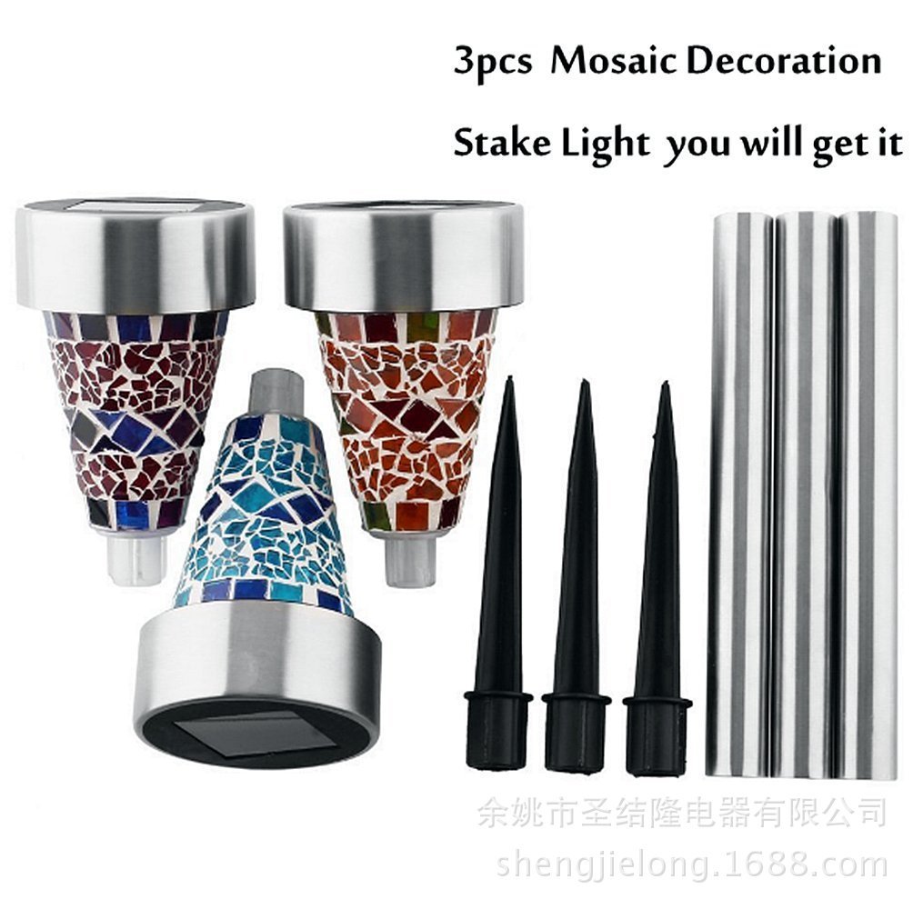 LED solar garden garden lawn lamp Mosaic stained glass patch decoration smart photosensitive lamp insertion