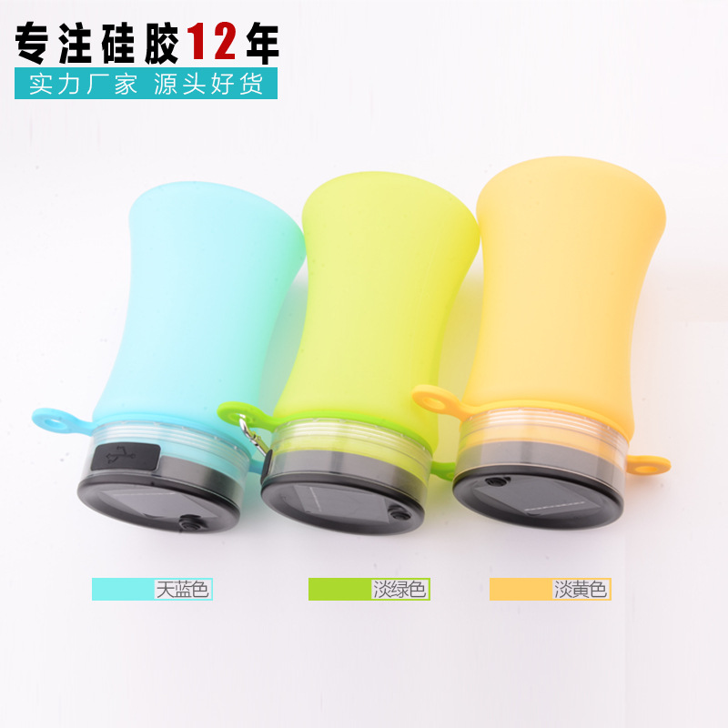 Outdoor portable silicone water bottle, solar water bottle lamp, cycling sports water bottle, large capacity details Picture