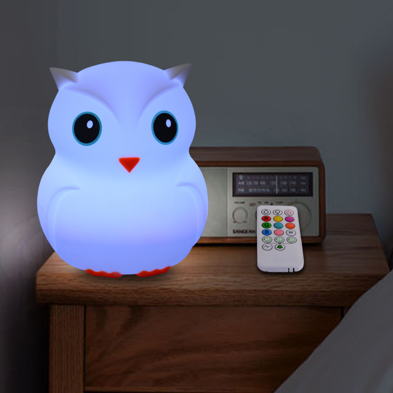 Large owl silica gel lamp pat color changing lamp multi-purpose color changing silica gel night lamp bedside lamp
