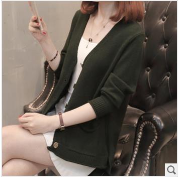 Sweater coat over cardigan short loose outside with knitted sweater woman