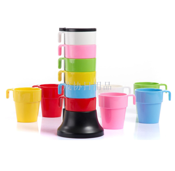 Coffee cup, creative seven-color fruit cup, stacked cute gift cup, coffee seven-layer stacked cup Application Scenario