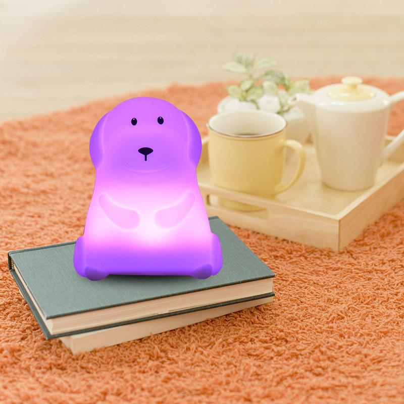 Medium pet dog patted discoloration light Silicone night light colorful discoloration night light