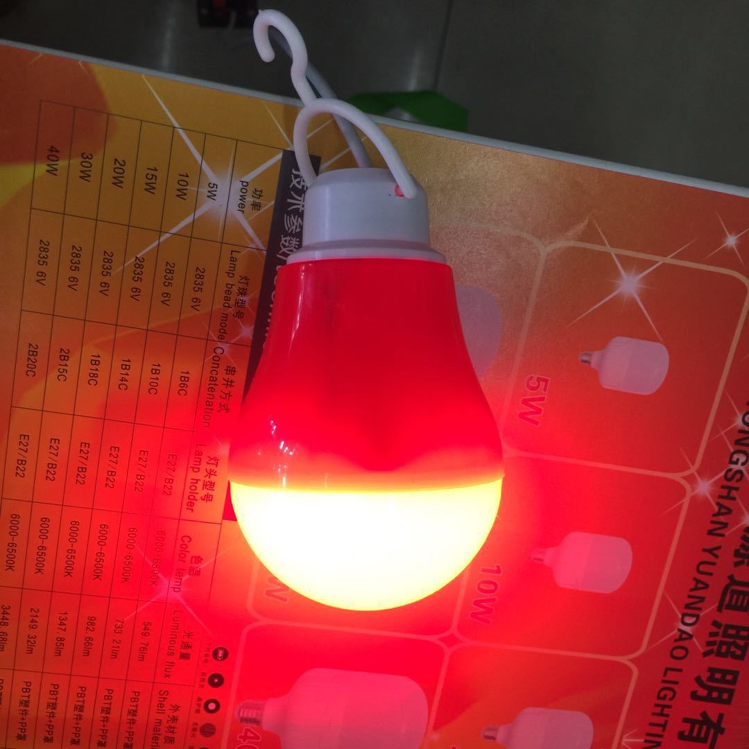 Lantern bulb red lantern built-in fittings color bulb red color temperature 3W5W with hook extension cord Specification drawing