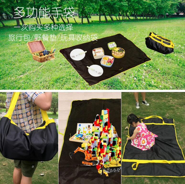 防水野餐垫户外沙滩玩具收纳袋收纳包单肩包野餐包