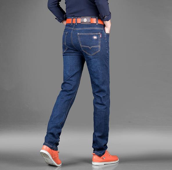Manufacturers wholesale 2018 autumn and winter thick material men's business jeans stretch straight leg jeans pants