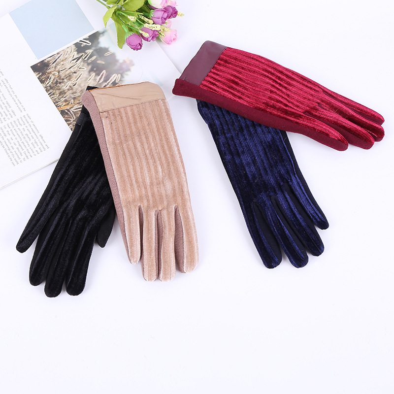 Cross-border sales AB version suede non-fleece gloves ladies touch screen gloves finger gloves manufacturers direct sales thumbnail
