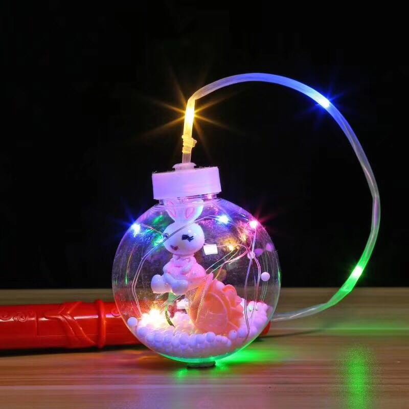 手柄LED手提灯笼 透明球带玩具灯串 卡通发光波波球带引线
