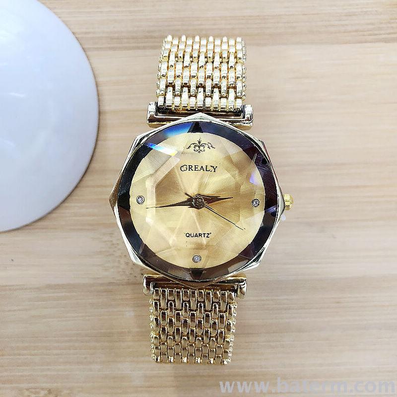 A popular cut glass and colored glass dial women's bracelet watch in Europe and America, an elegant women's watch Specification image