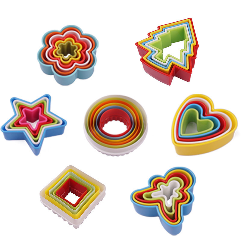 Fun Cookie Cutting Plastic Christmas Love Round Cookie Mold 5 Pieces Set Once Molding Cake Mold Cutter K580 Specification drawing