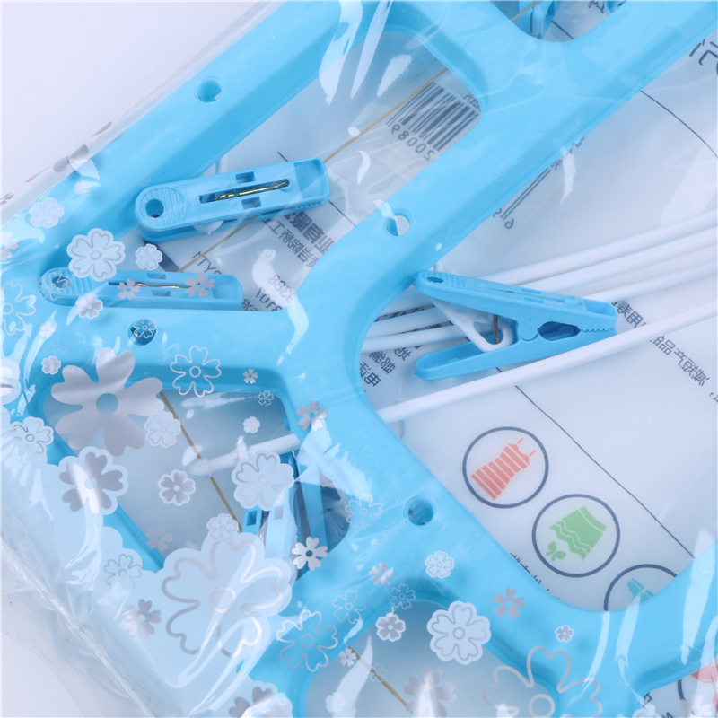 Blue Rectangular Multi-Head Plastic Bedroom Window Cool Hangers Household Multi-Functional Simple Clothes And Socks Hanging Rack details Picture