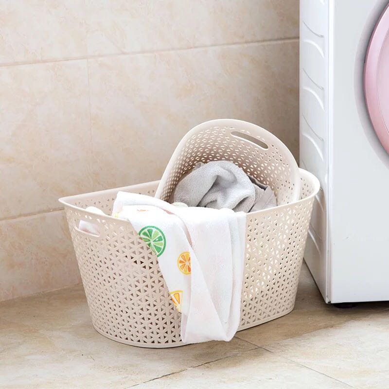 Wicker-like desktop storage basket, fruit storage basket, large plastic storage basket, bathroom hand-held small basket, storage basket details Picture