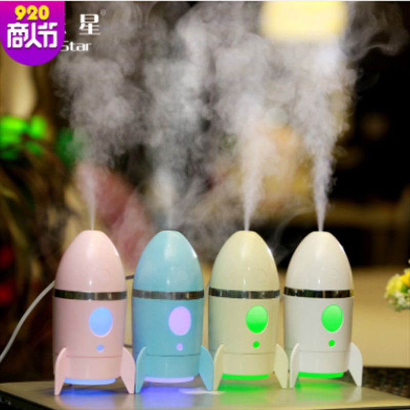 迷你火箭usb加湿器家用办公桌面香薰机空气净化创意