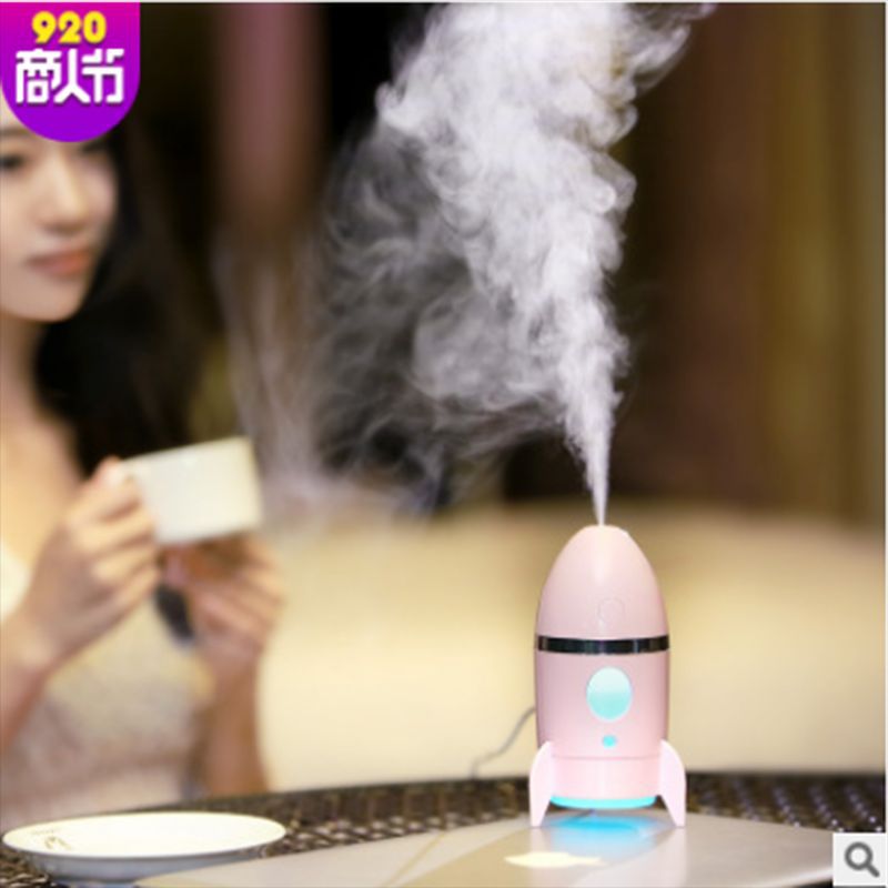 迷你火箭usb加湿器家用办公桌面香薰机空气净化创意细节图