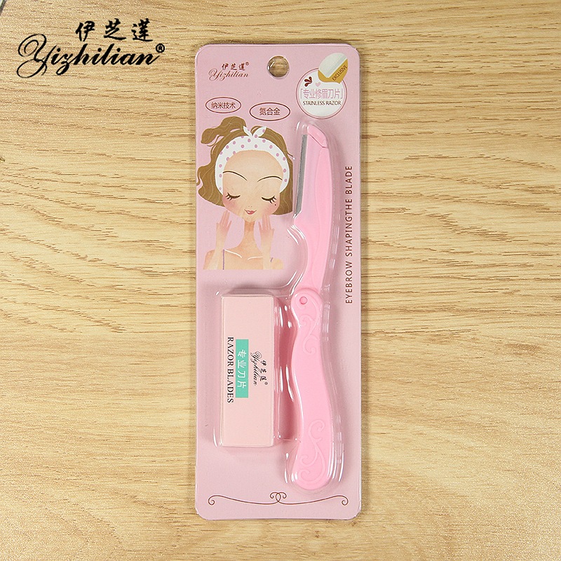 Nanometer macro blade eyebrow trimming knife folding sharp safety scraper professional thrush with 5 blades