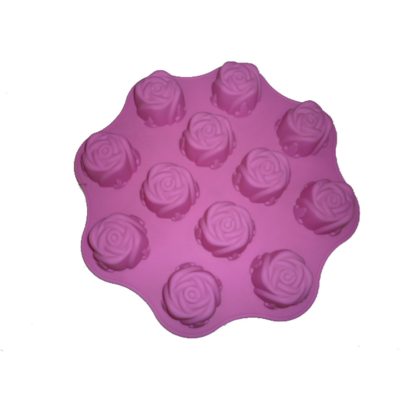 High-temperature resistant 12-piece rose silicone soap mold, easy-to-demold silicone cake mold, cold handcrafted soap mold Specification image