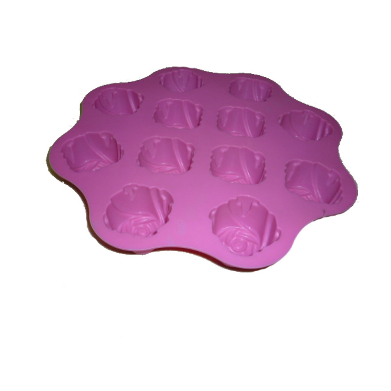 High-temperature resistant 12-piece rose silicone soap mold, easy-to-demold silicone cake mold, cold handcrafted soap mold details Picture