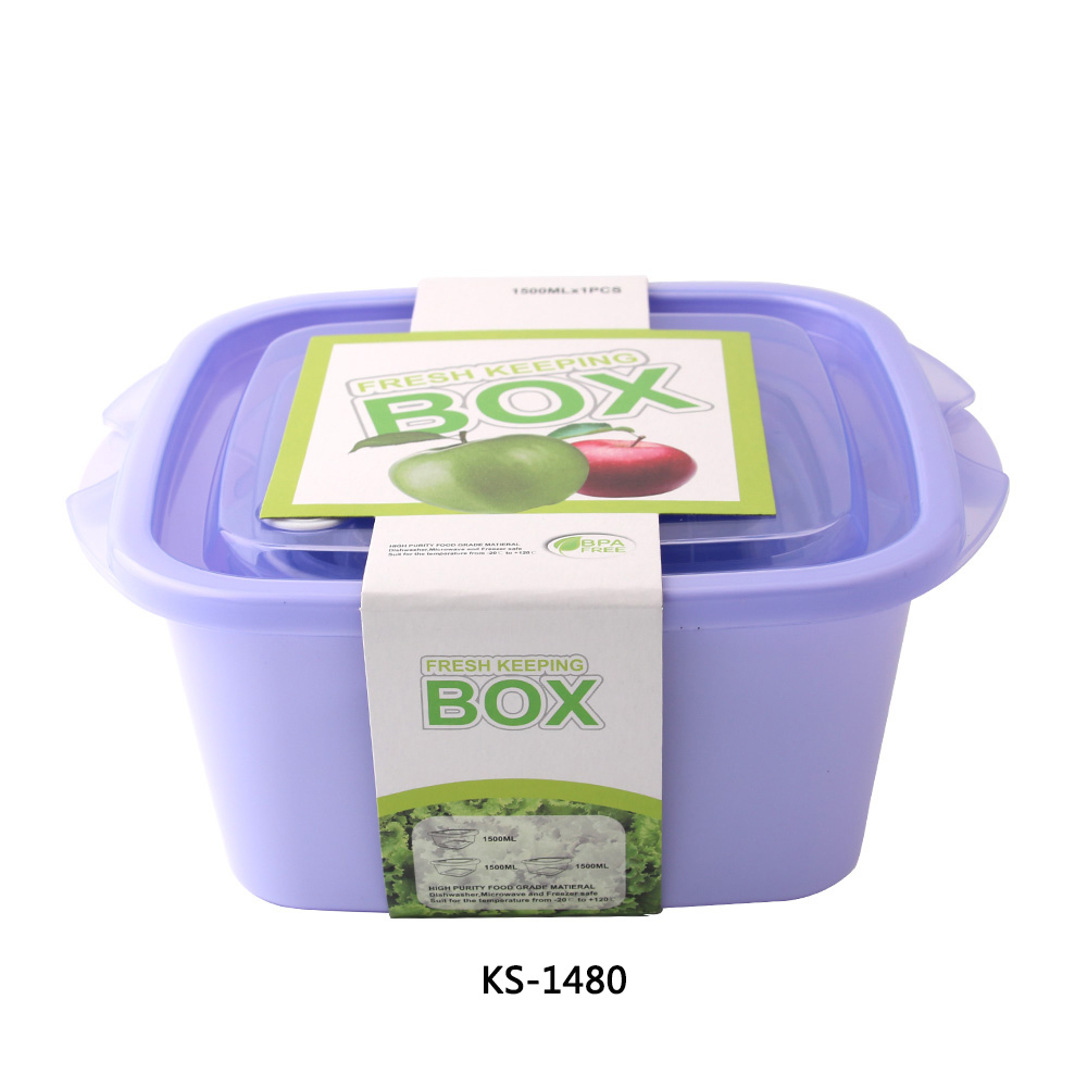 Rectangular plastic crisper Sealed box lunch box plastic box three-piece SET KS-1480-141