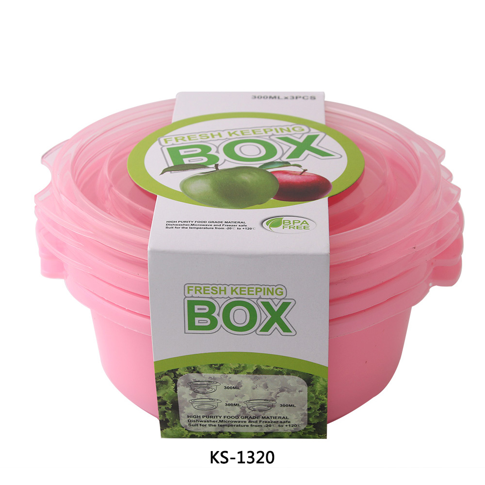 Oval plastic food storage box, sealed box, lunch box, plastic box, three-piece set KS-1320-141 full figure