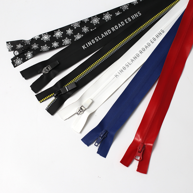 隐型5号尼龙防水拉链表面印花字母羽绒服棉衣外套时尚皮条