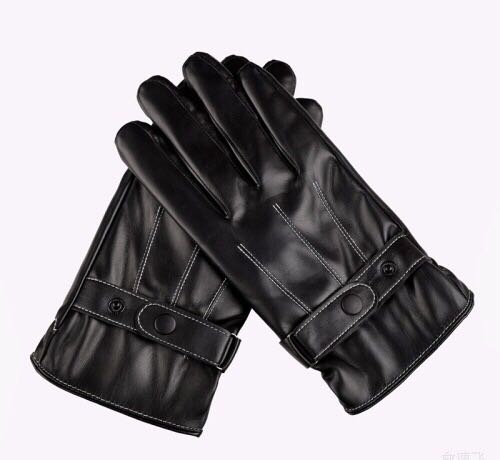 Korean men's leather gloves for winter warmth, outdoor cycling, waterproof and windproof, with fleece and thickened touch screen, motorcycle gloves for men Specification image