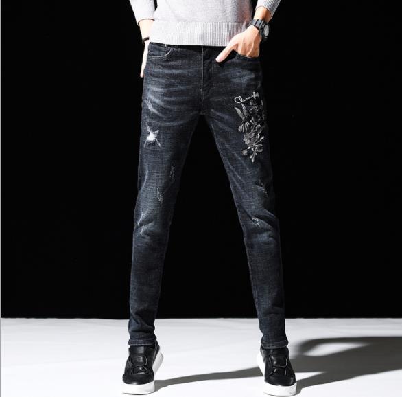 Jeans men autumn and winter explosive men slim slim feet casual jeans men's pants men pants wholesale