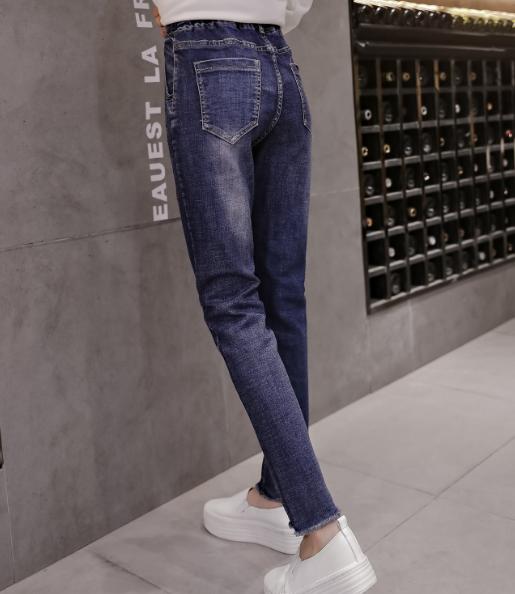 Supply stretch Korean version loose version elastic waist denim pants