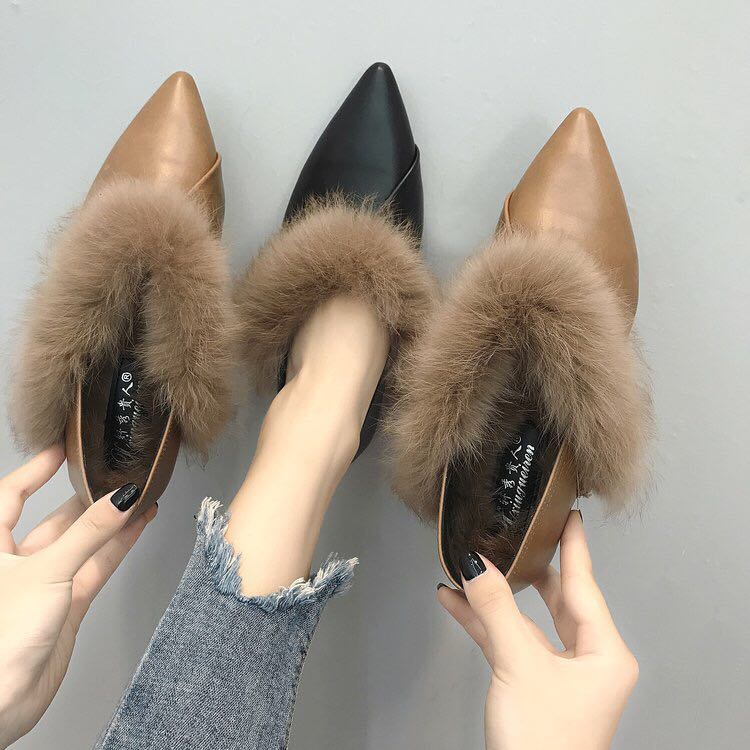 新款平底毛毛鞋