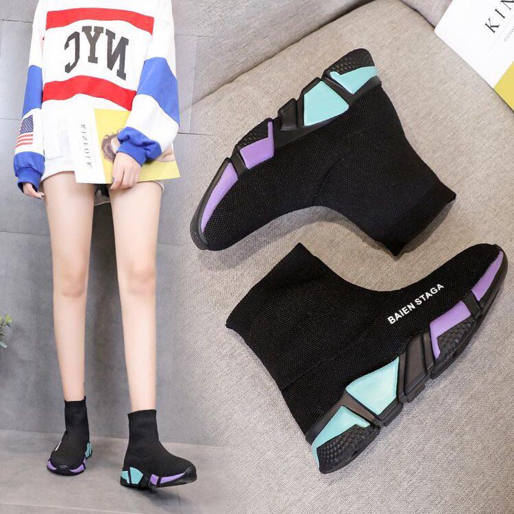 彩色底飞织鞋外贸批发