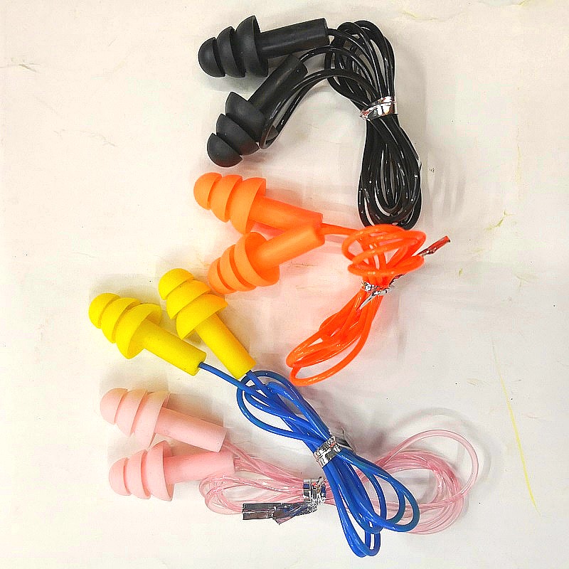 批发防噪音耳塞TPE蘑菇头游泳 带PVC绳子螺旋隔音降噪耳塞产品图