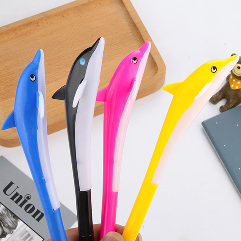 Simple and fresh cartoon creative Dolphin neutral pen Marine creature black water-based pen display creative signature pen