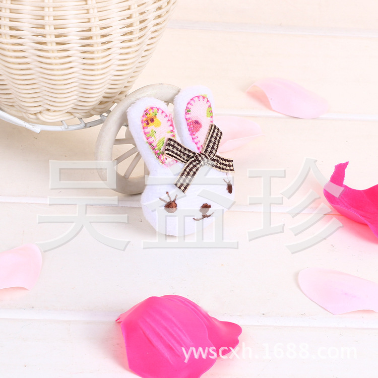 厂家热销毛绒宝宝鞋袜辅料 diy卡通可爱兔子毛绒动物头鞋袜辅料