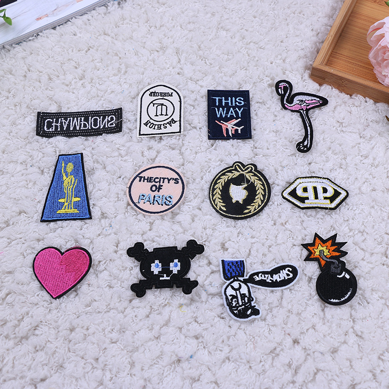 Children's Clothing Cartoon Cloth Label Foreign Trade Original Single Cartoon Embroidery High Quality Stitching Mark Manufacturers Batch Custom Specification drawing