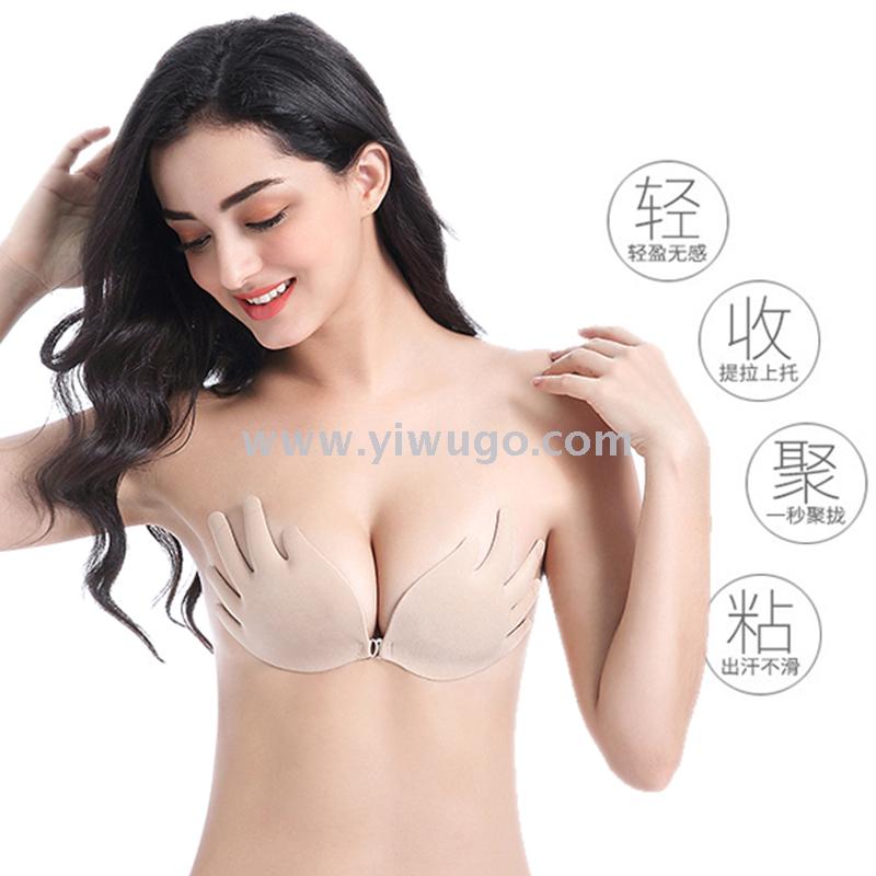 亚马逊专供欧美佛手型聚拢硅胶隐形内衣生物胶透气硅胶隐形文胸细节图
