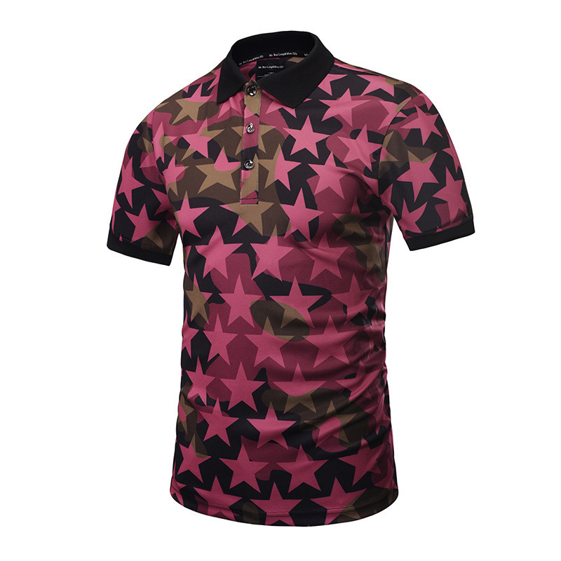 A new creative star 3D printed polo shirt for the 2018 summer of foreign trade, a street fashion top for young men