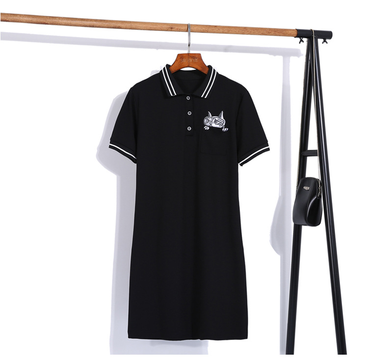 Custom Embroidered Short-Sleeved Polo Shirt For Women 2018 European Personalized Leisure Medium Long Pure Cotton T-Shirt For Women Application Scenario
