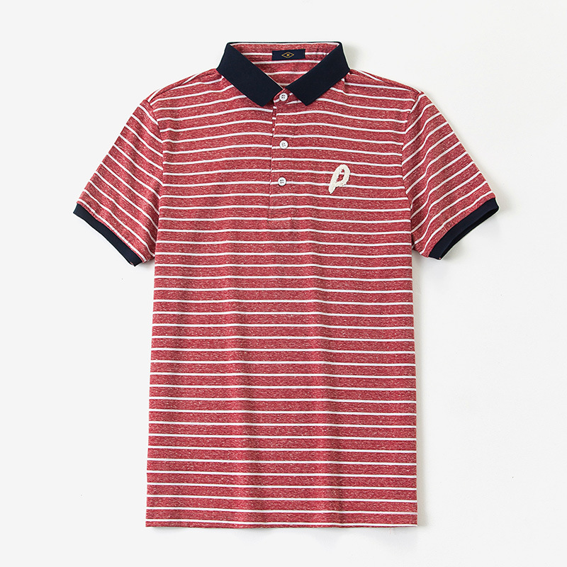 Yiwu Good Goods Japanese Men's Wear 2018 Summer New Men's lapel polo Shirt Korean Style Striped short-sleeved T-shirt Specification image