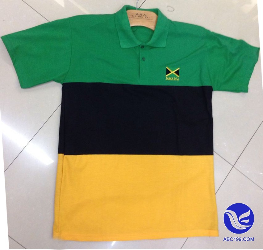 Polo高尔夫球服 男士 短袖t恤 国家国旗T恤爱国 横条纹定做订制