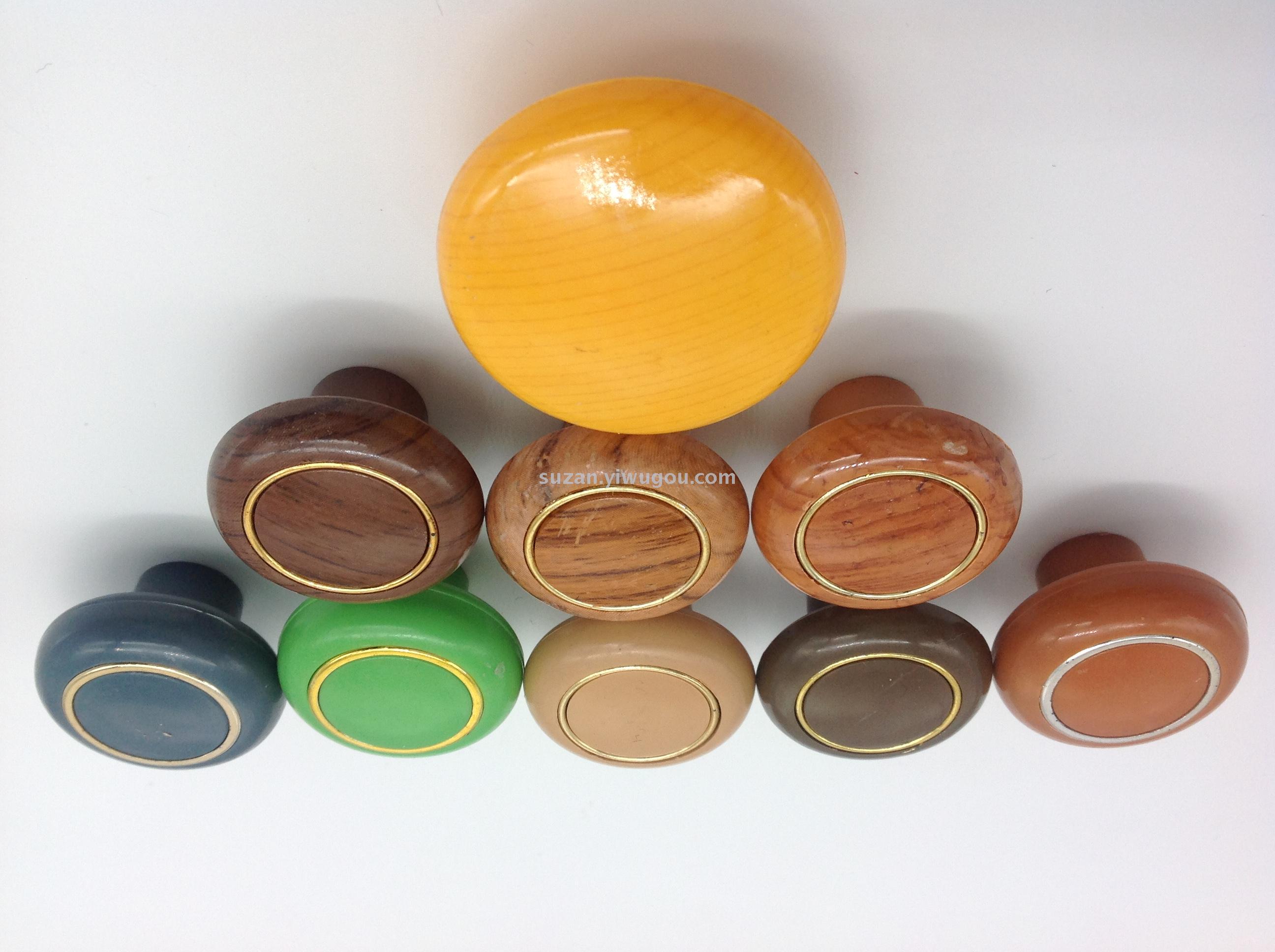 Plastic Wood Grain Single-Button Simple Wardrobe Cabinet Drawer Handle