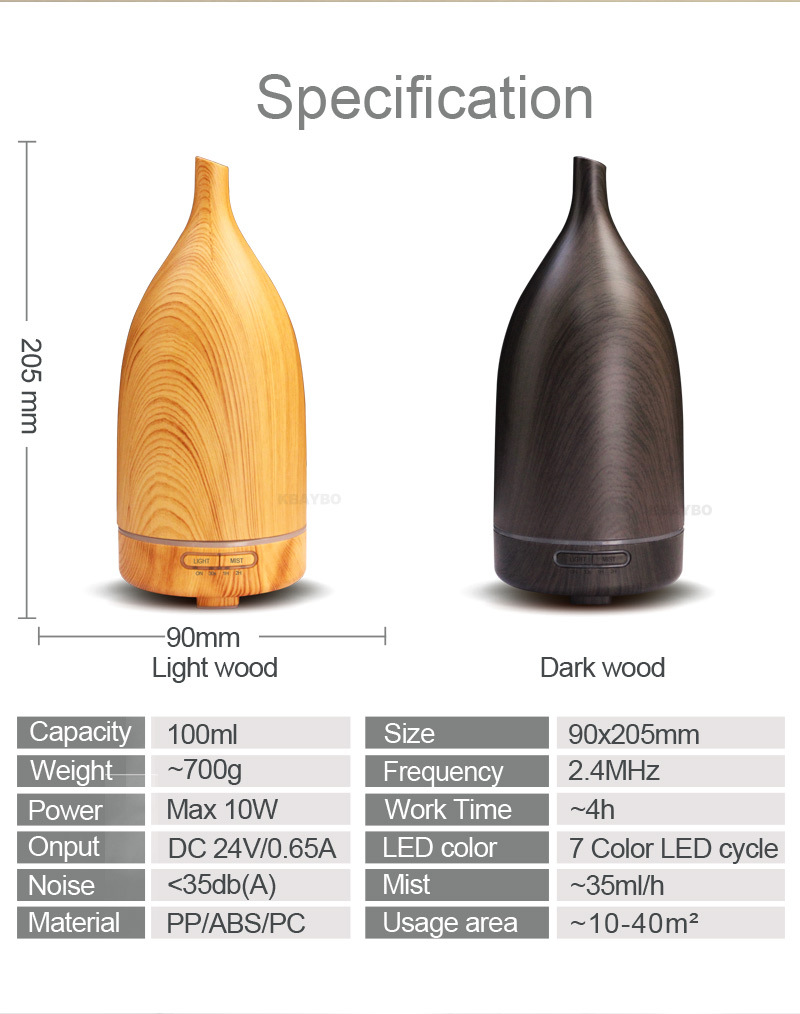 批发100ML 木纹清酒瓶加湿器 香薰机彩色夜灯香薰机产品图