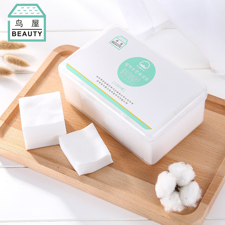 Bird House Factory Direct sales water-saving flexible makeup cotton 1000 pieces box set non-woven fabric makeup remover cotton, one piece consignment N802 Application Scenario