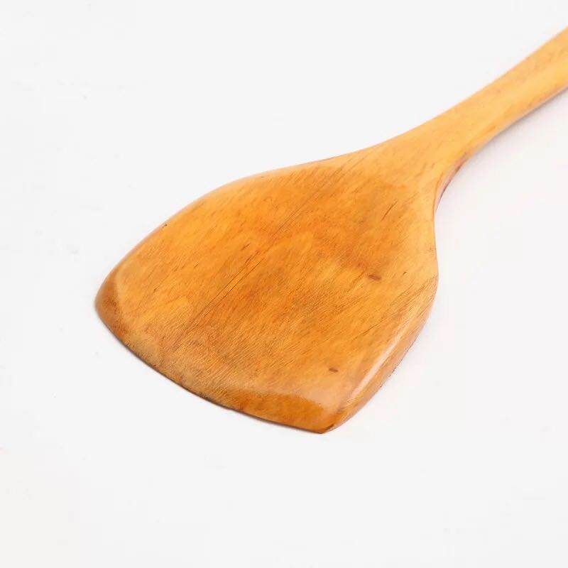 Wooden spatula, non-stick spatula, special wooden spatula for non-stick pans, 35cm long handle, natural Specification image