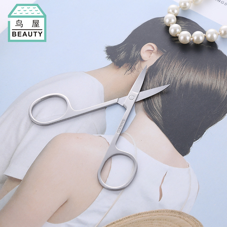 Toriya's new A-type makeup scissors, stainless steel elbow eyebrow shaping scissors, safety beauty scissors manufacturer wholesale N200 details Picture