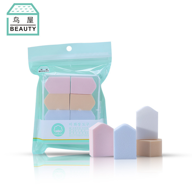 8-piece bird house multi-sided hydrophilic powder puff, dry and wet dual-purpose, enlarged by soaking in water, cosmetic powder puff, one piece, 350