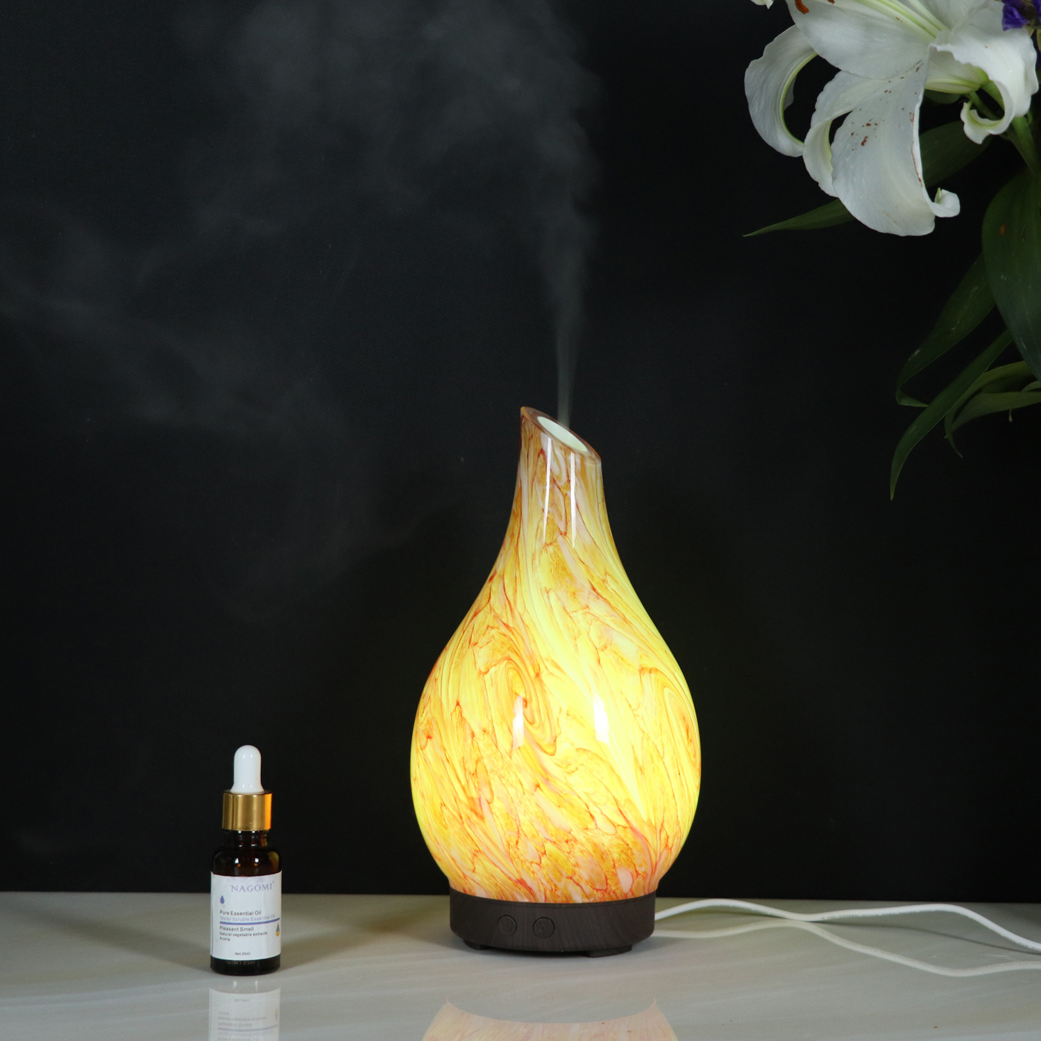 Manufacturer glass vase essential oil aromatherapy machine humidifier ultrasonic hot style