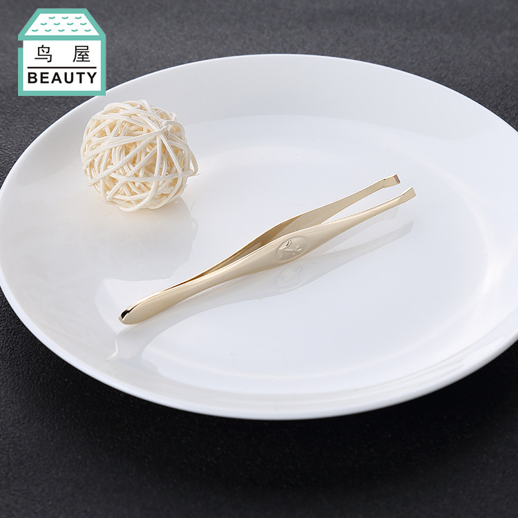 Factory direct sales of new stainless steel eyebrow tongs, gold-plated eyebrow tongs, slanted eyebrow tongs, tweezers, N001. One piece consignment Specification image