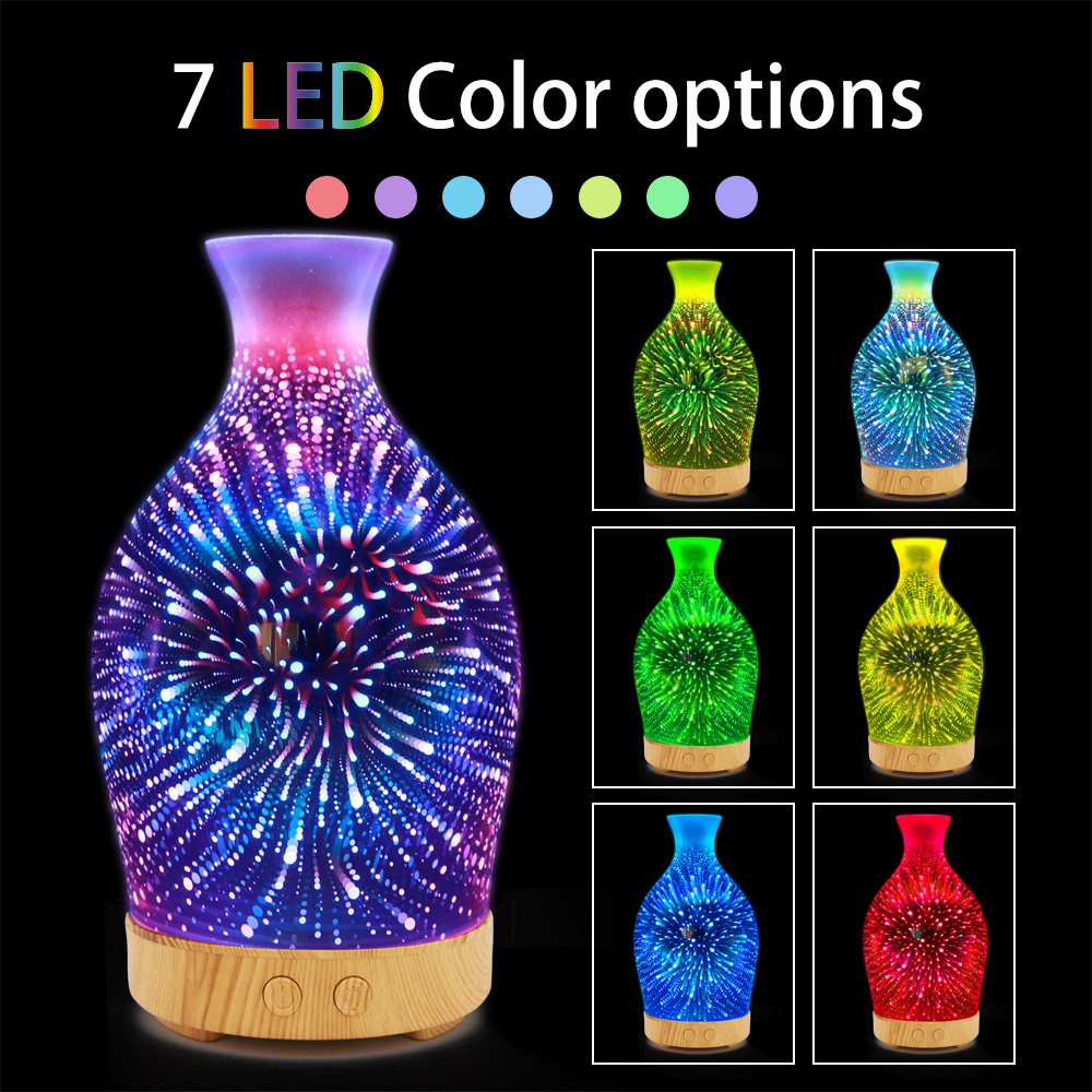 Ultrasonic 3D effect star glass aromatherapy Machine new gift colorful Mini humidifier aromatherapy machine 100ML