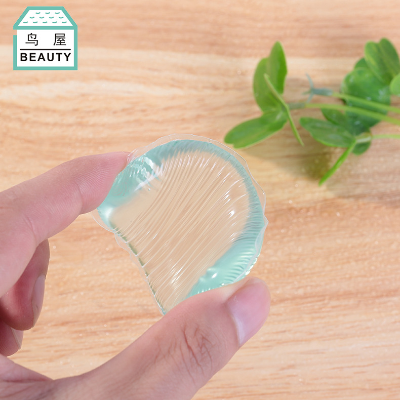 Factory direct sales of leaf-shaped transparent silicone powder puff, dry and wet dual-purpose beauty tool N369, one-piece consignment details Picture