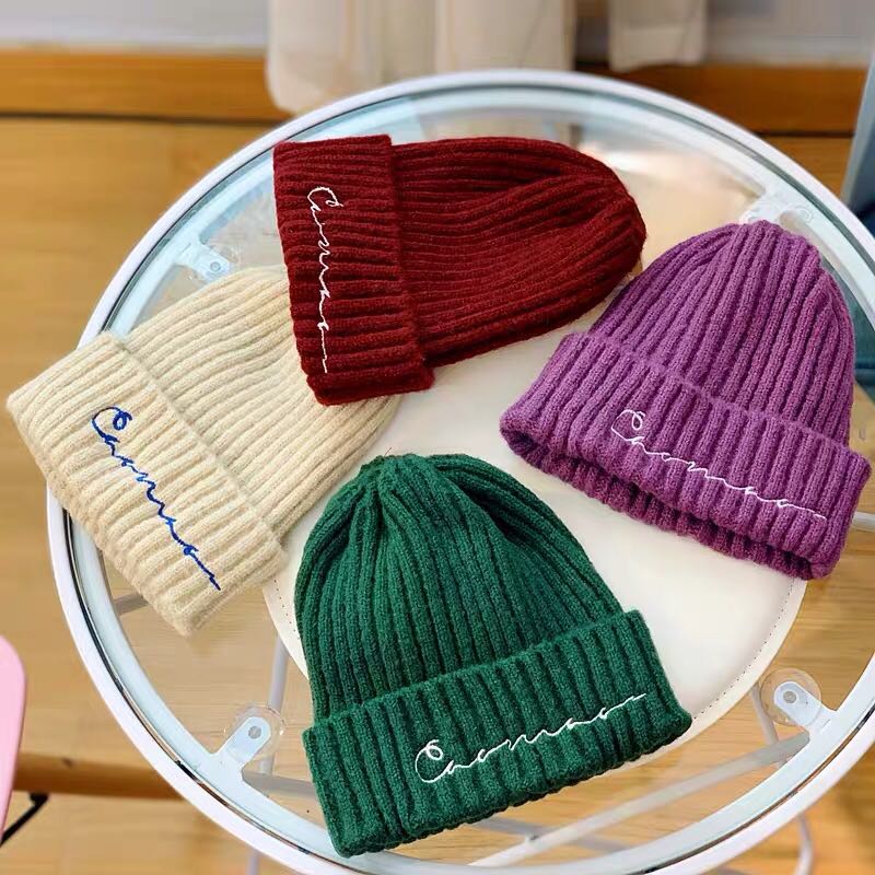 义乌好货 头帽新款男女童百搭刺绣字母毛线帽宝宝个性保暖针织帽